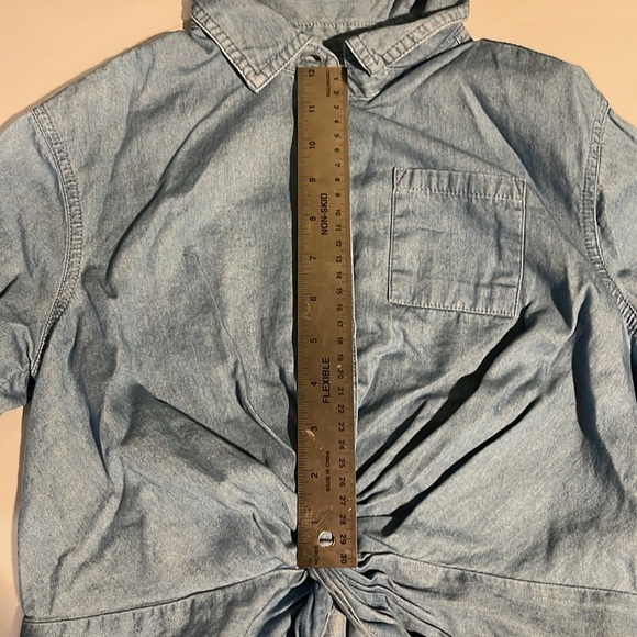3/$20 Justice Girls Denim Blouse Size 8 - Button-Up Knot Front Shirt - Picture 8 of 10